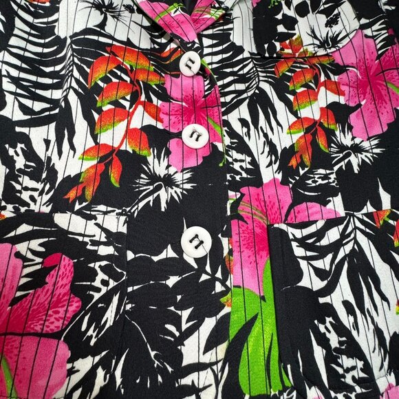 VTG Harve' Benard By Bernard Holtzman Women's Tropical Pin Stripe Floral Blazer - Picture 7 of 8